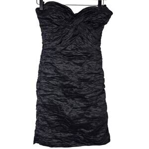 BCBGMAXAZRIA Black Strapless Bodycon Ruched Cocktail Women Mini Dress Size 06